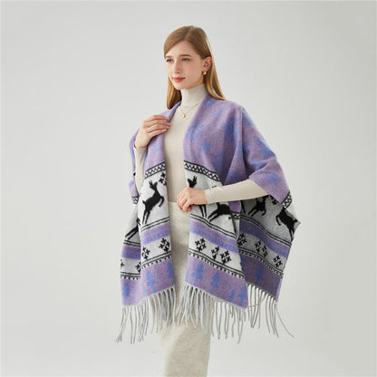Elk Snowflake Tassel Shawl Cape - image 2