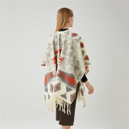 Ethnic Style Tassel Shawl Cape - image 3
