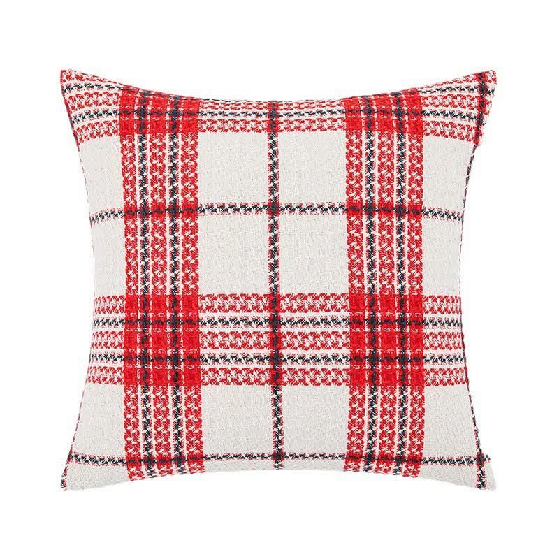 Red & White Plaid Jacquard Decorative Pillowcase - image 5