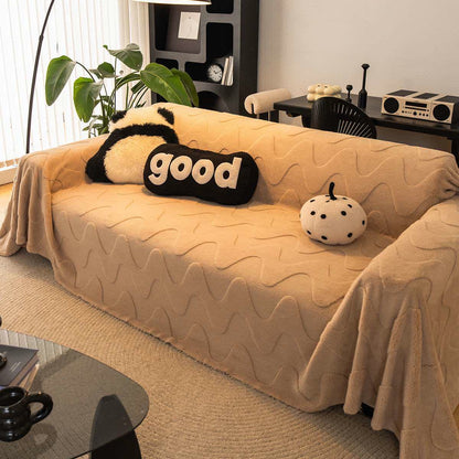 Simple Wave Texture Sofa Throw Blanket - Khaki - 71" x 134" - image 4