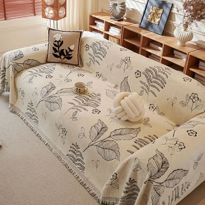 Rural Leaf Chenille Sofa Throw Blanket - image 3