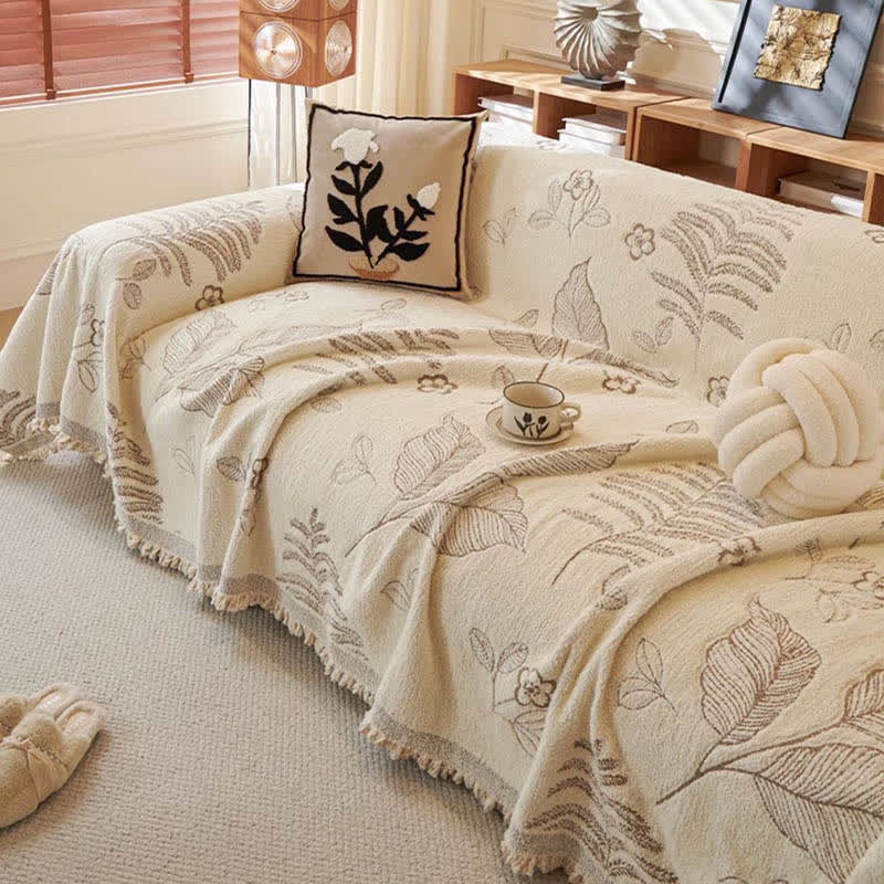 Rural Leaf Chenille Sofa Throw Blanket - image 8