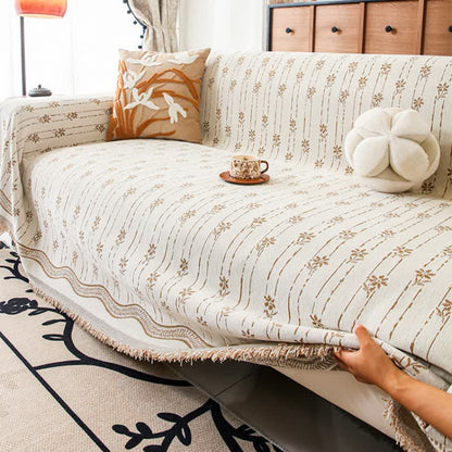 Striped Floral Chenille Sofa Throw Blanket - image 2