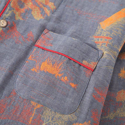 Retro Tree Jacquard Cotton Loungewear Set - image 5