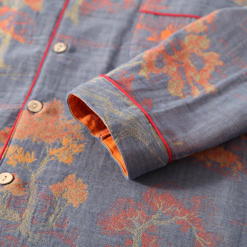 Retro Tree Jacquard Cotton Loungewear Set - image 6