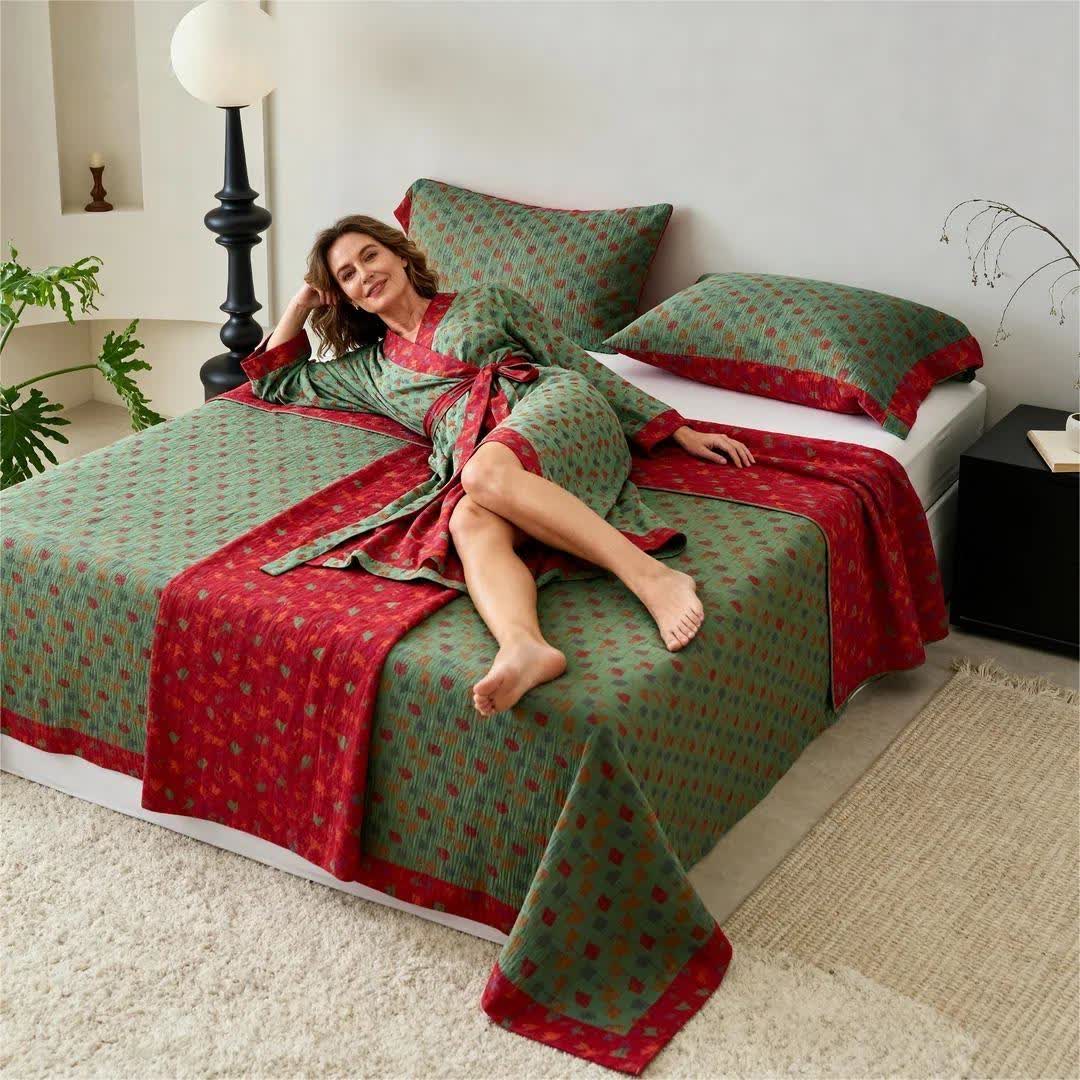 Nature-inspired Ginkgo Biloba Natural Cotton  Bedspread - image 17