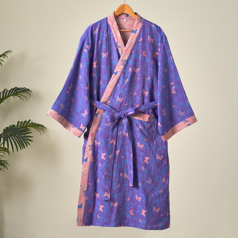 Butterfly Cotton Gauze Kimono Robe - image 1