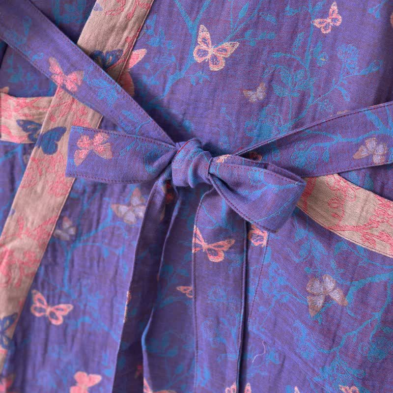 Butterfly Cotton Gauze Kimono Robe - image 6