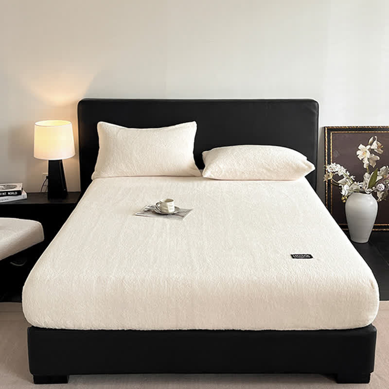 Solid Color Plush Warm Fitted Sheet - image 7