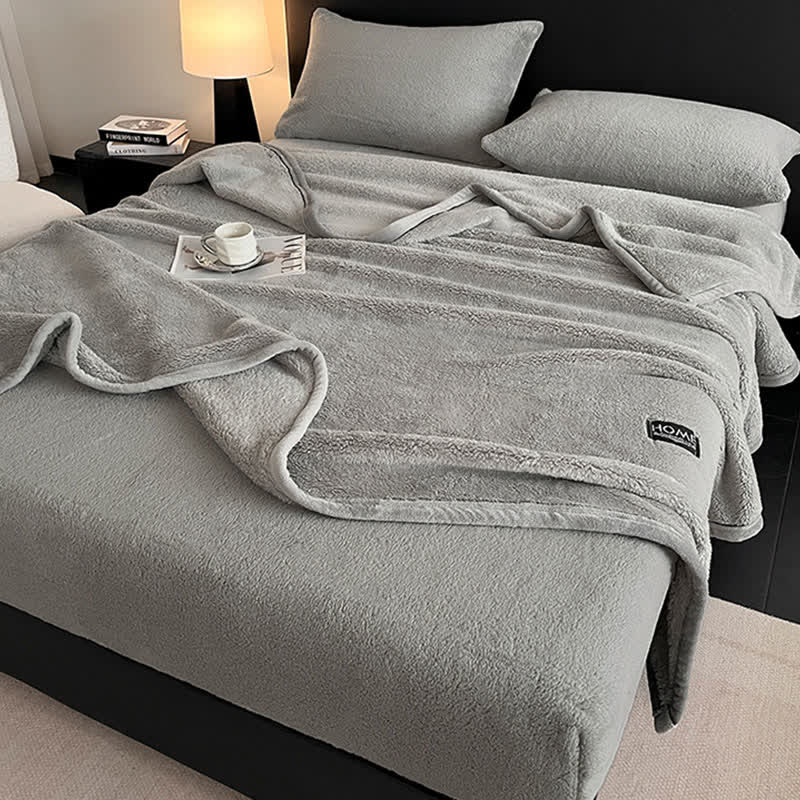 Solid Color Plush Warm Fitted Sheet - image 13