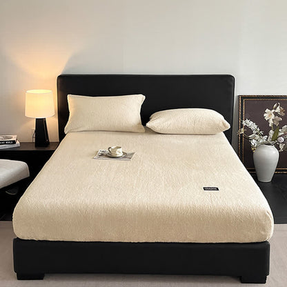 Solid Color Plush Warm Fitted Sheet - image 1