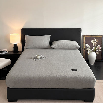 Solid Color Plush Warm Fitted Sheet - image 9