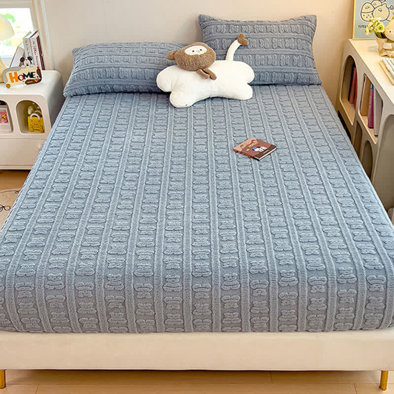 Striped Bear Fleece Warm Fitted Sheet - image 18