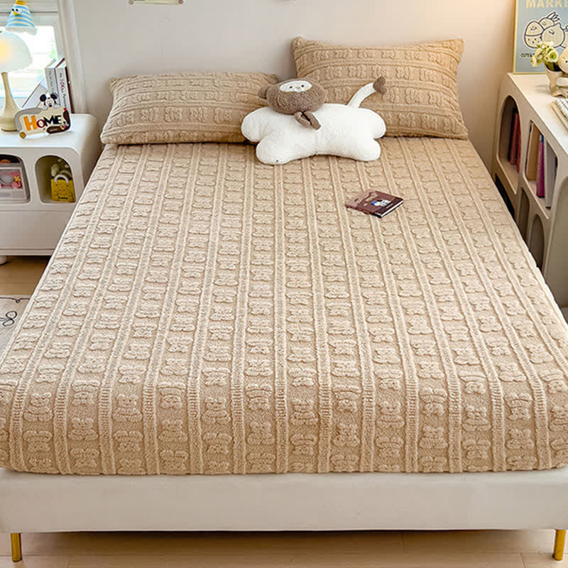 Striped Bear Fleece Warm Fitted Sheet - image 12