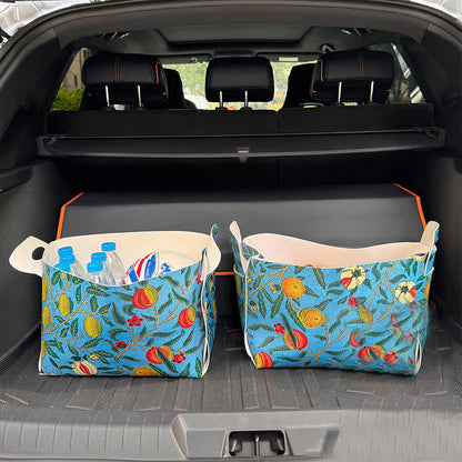 Leather Pastoral Large-capacity Storage Bin - 2PCS - 9"W x 13"L x 9"H - image 0