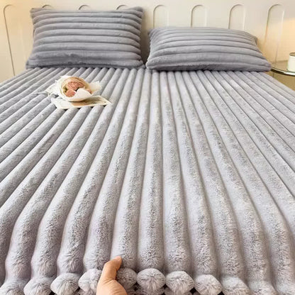 Simple Plush Fleece Warm Fitted Sheet - image 6