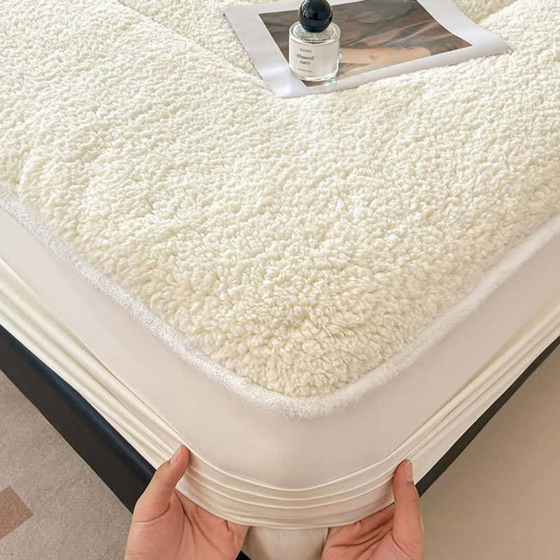 Solid Color Sherpa Warm Fitted Sheet - image 6
