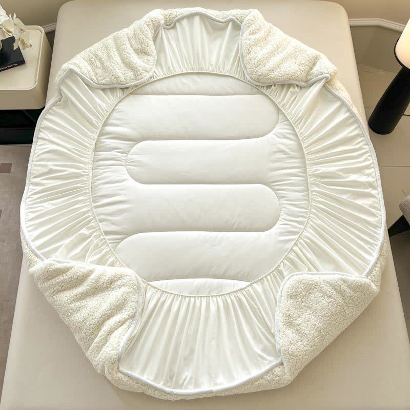 Solid Color Sherpa Warm Fitted Sheet - image 5