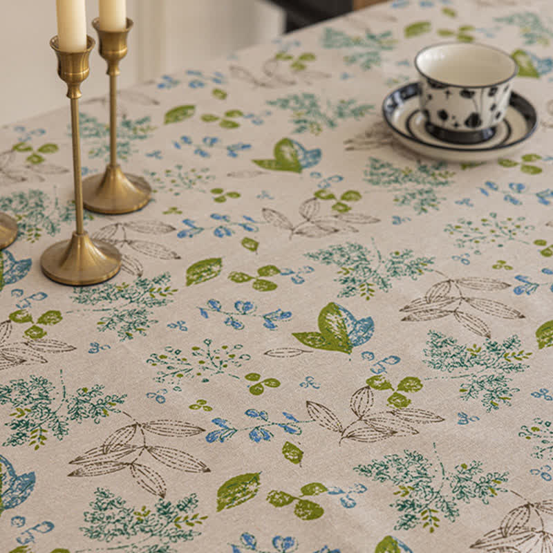 Fresh Leaf Print Tassel Tablecloth - image 4