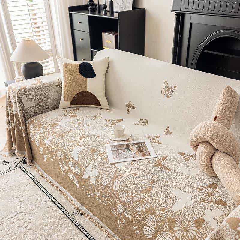 Dreamy Butterfly Chenille Sofa Throw Blanket - Brown - 71" x 134" - image 4