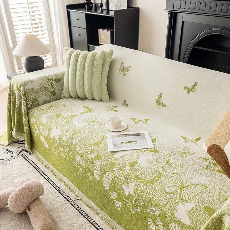 Dreamy Butterfly Chenille Sofa Throw Blanket - Green - 71" x 134" - image 0