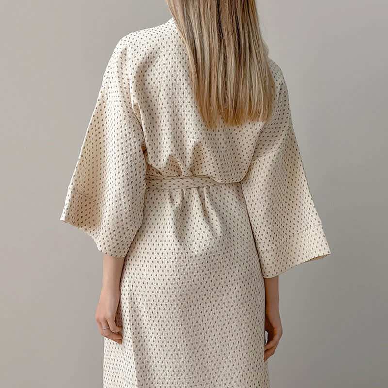 Polka Dot Print Cotton Long Robe - image 4