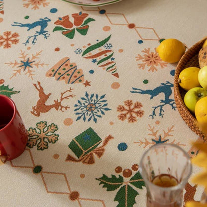  Christmas-inspired Jacquard Beige Tablecloth - image 5