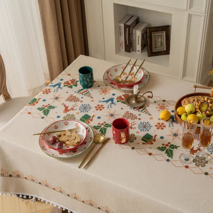  Christmas-inspired Jacquard Beige Tablecloth - image 4
