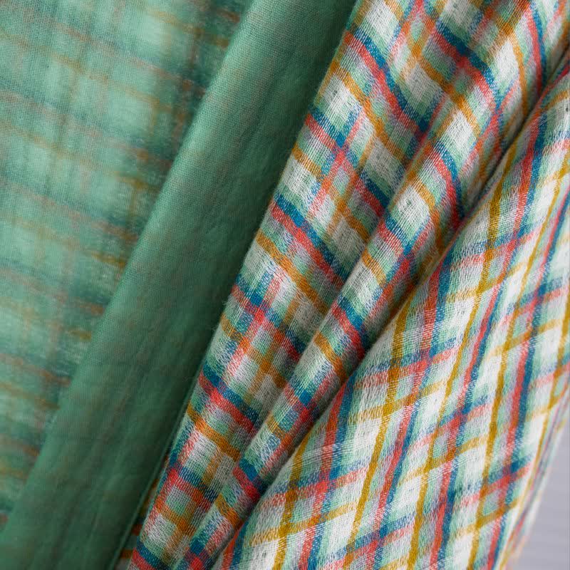 Plaid Cotton Gauze Kimono Yukata Robe - image 3