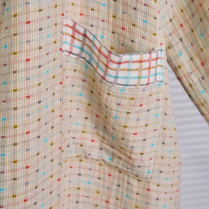 Colorful Gingham Cotton Gauze Kimono Robe - image 4