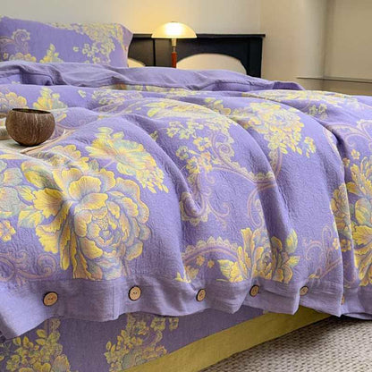 Luxurious Peony Cotton Gauze Bedding Set(4PCS) - image 3