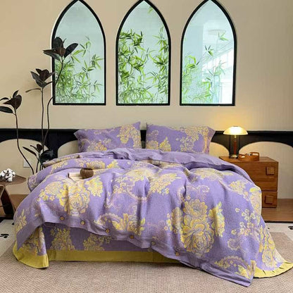 Luxurious Peony Cotton Gauze Bedding Set(4PCS) - King - image 0