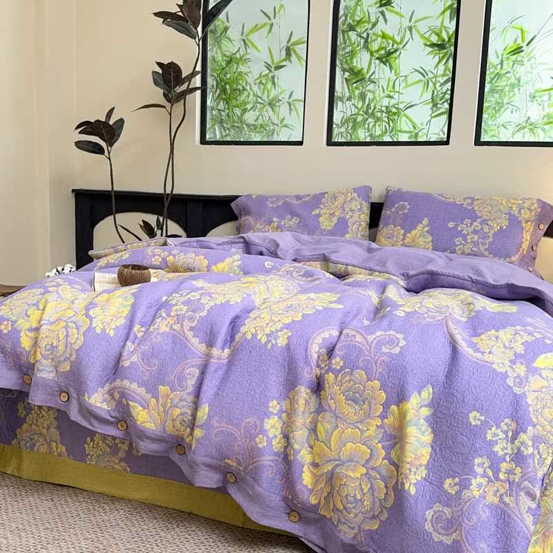 Luxurious Peony Cotton Gauze Bedding Set(4PCS) - image 2