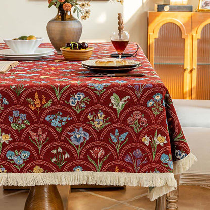 Vintage Blooming Bouquet Tassel Tablecloth - image 4
