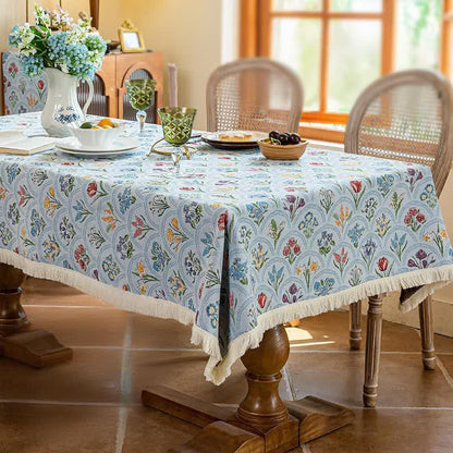 Vintage Blooming Bouquet Tassel Tablecloth - image 10