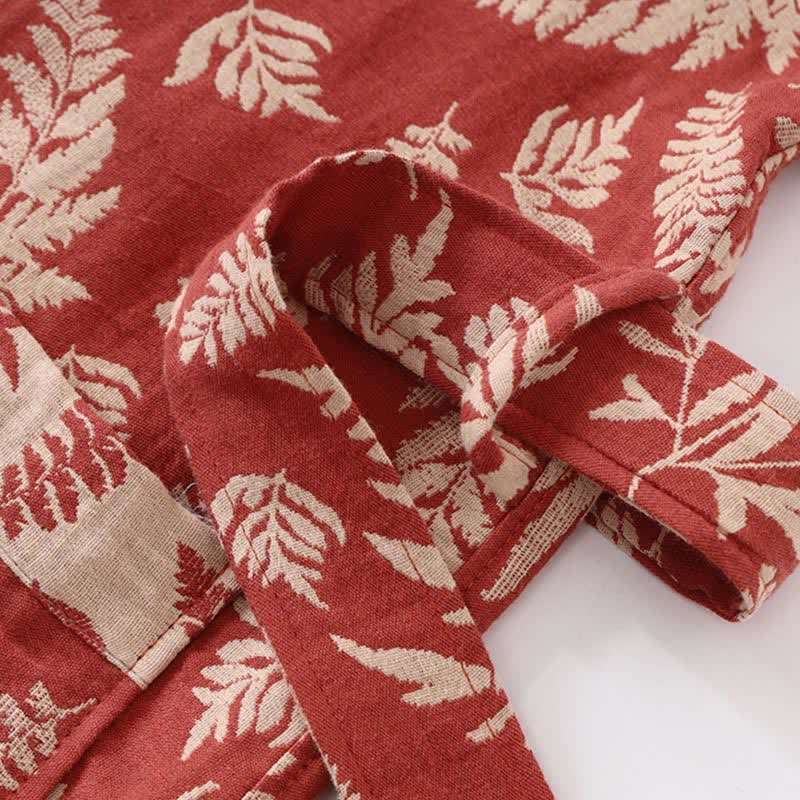 Leaf Cotton Gauze Kimono Yukata Robe - image 3