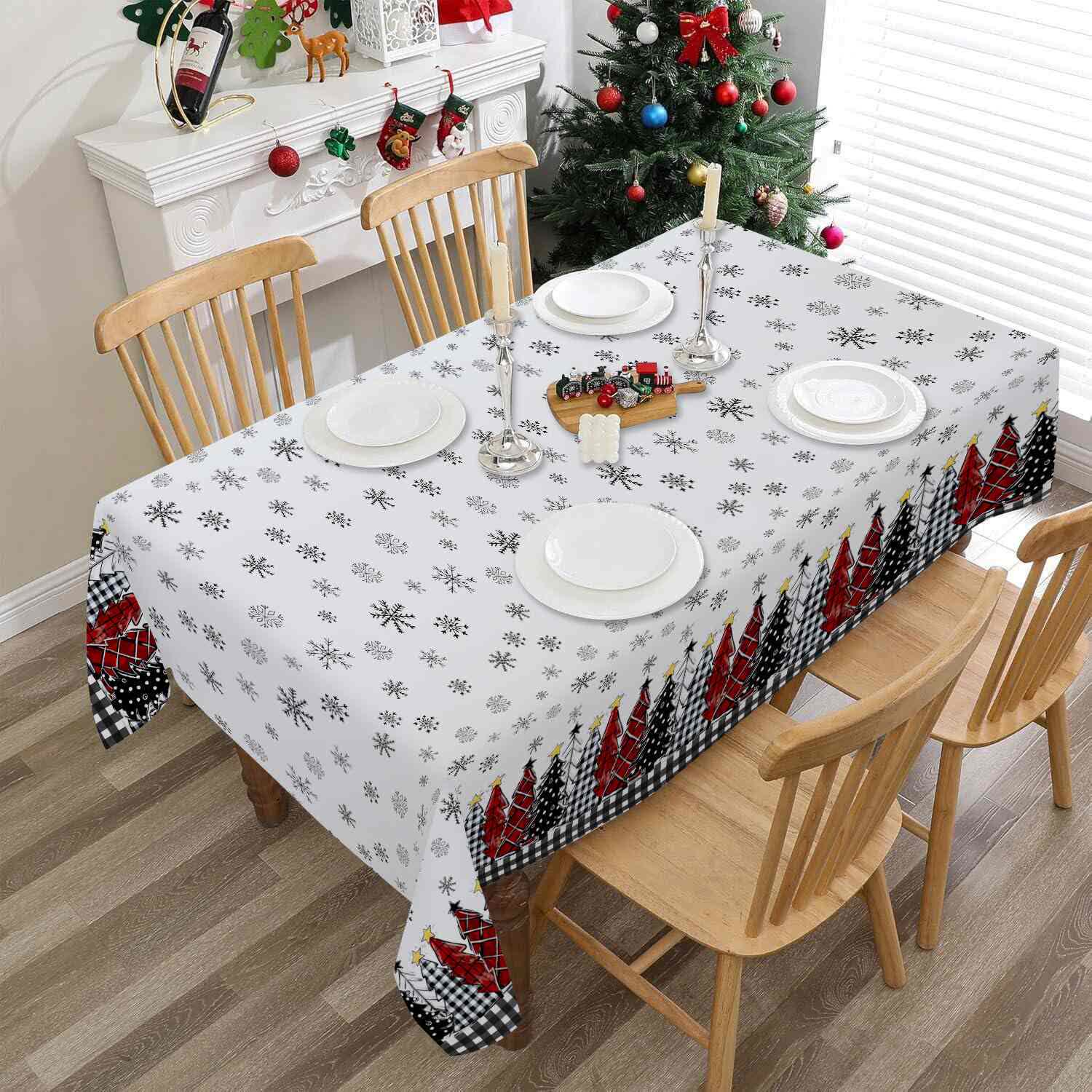 Christmas Tree Snowflake Print Tablecloth - image 2