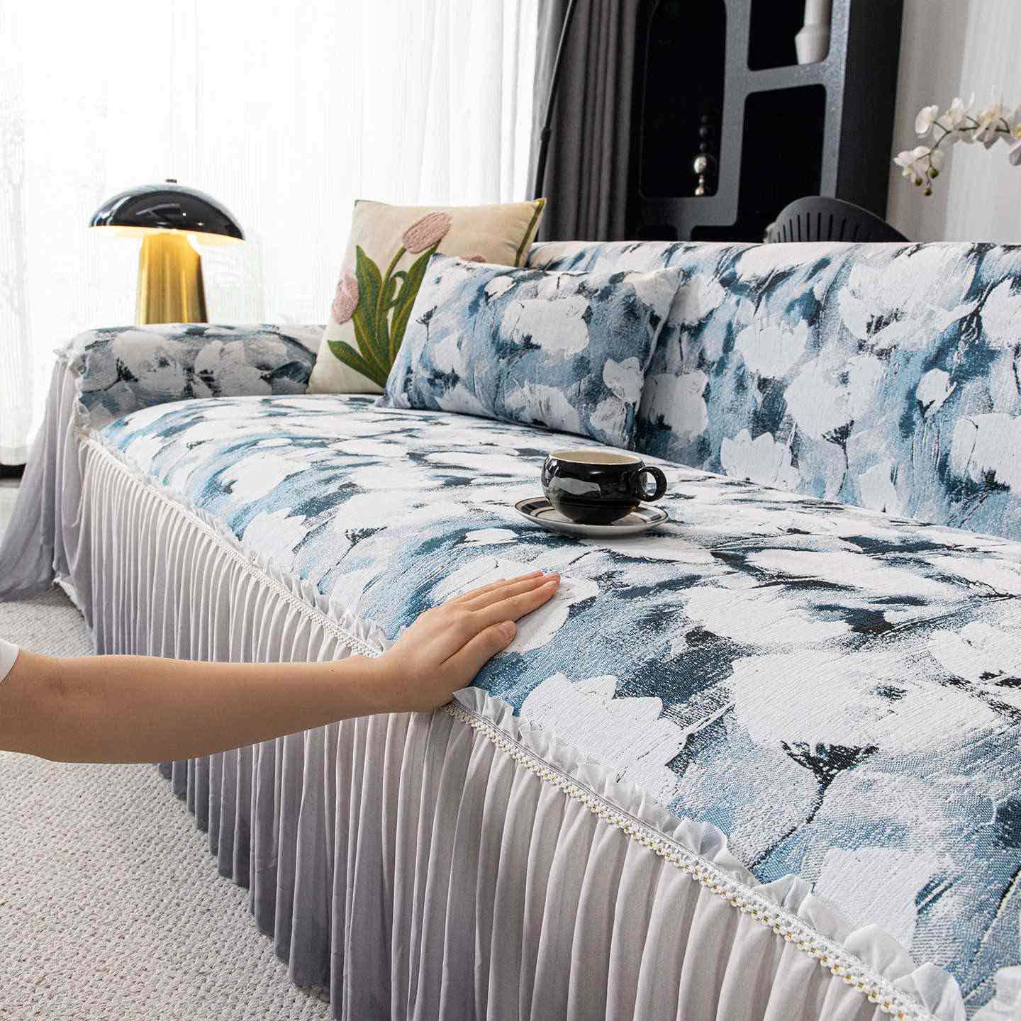 Ink Poppy Sofa Cover with Skirt - image 10