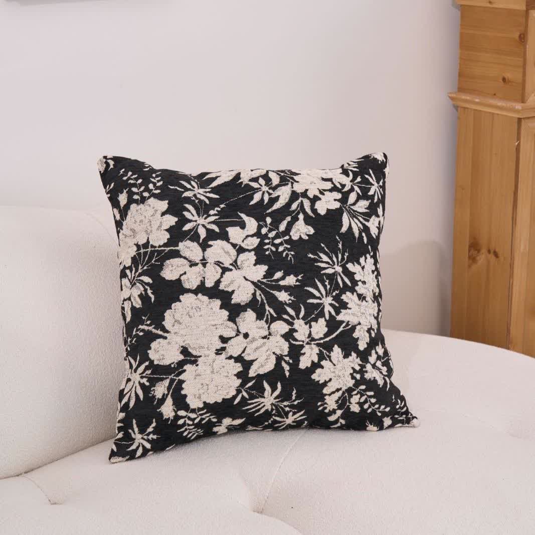Floral Leaf Throw Pillow with Insert - Black - 23" x 23" - image 5