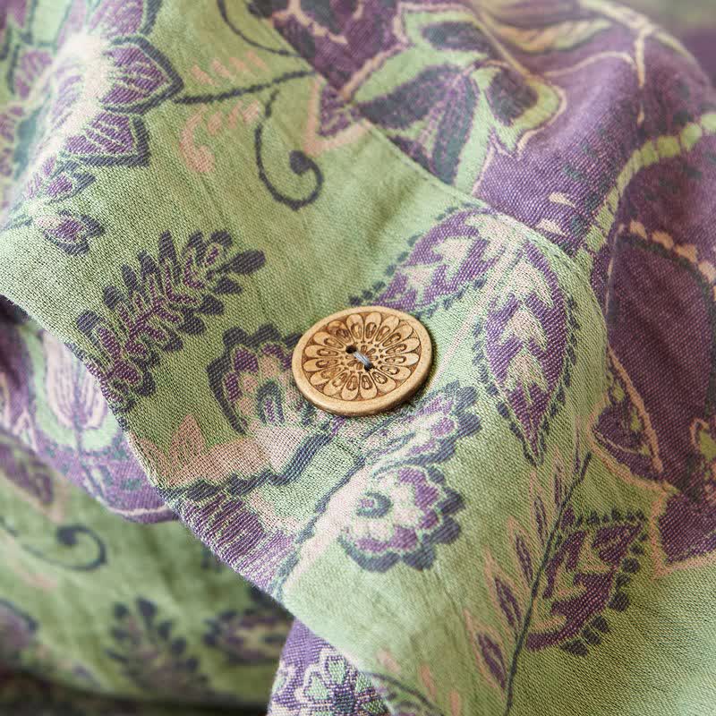 Abstract Floral Jacquard Cotton Gauze Bedding - image 3