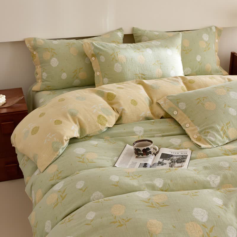 Pastel Rose Jacquard Cotton Gauze Bedding - image 3