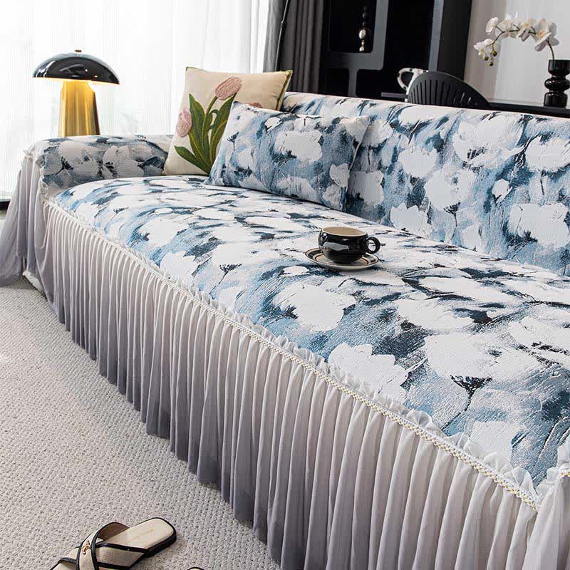 Ink Poppy Sofa Cover with Skirt - image 9