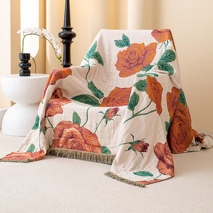 Rose Cotton Gauze Reversible Tassel Quilt - image 2