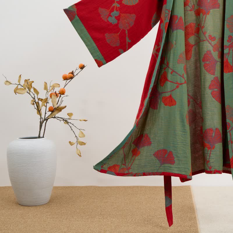 Ginkgo Leaf Organic Cotton Kimono Robe - image 13