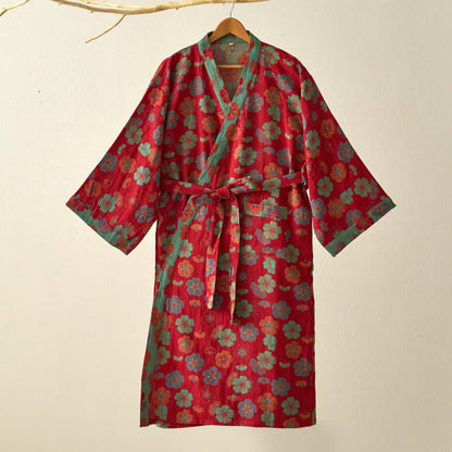 Plum Blossom Cotton Gauze Kimono Robe - image 2