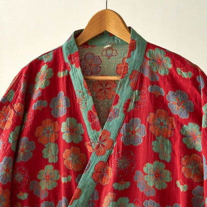 Plum Blossom Cotton Gauze Kimono Robe - image 4