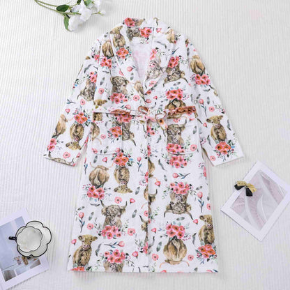 Animal Floral Print Plush Bathrobe - XXL - image 0