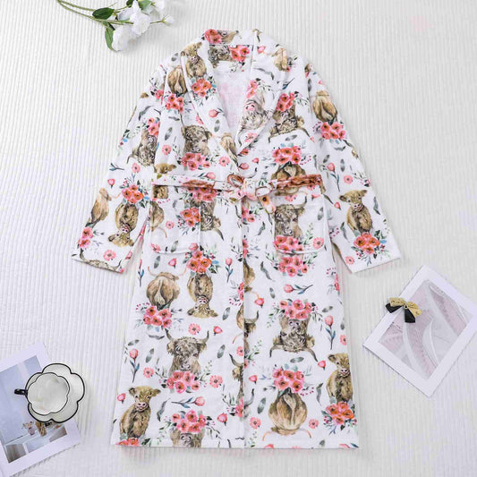 Animal Floral Print Plush Bathrobe - XXL - image 0