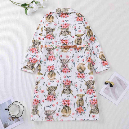 Animal Floral Print Plush Bathrobe - image 1