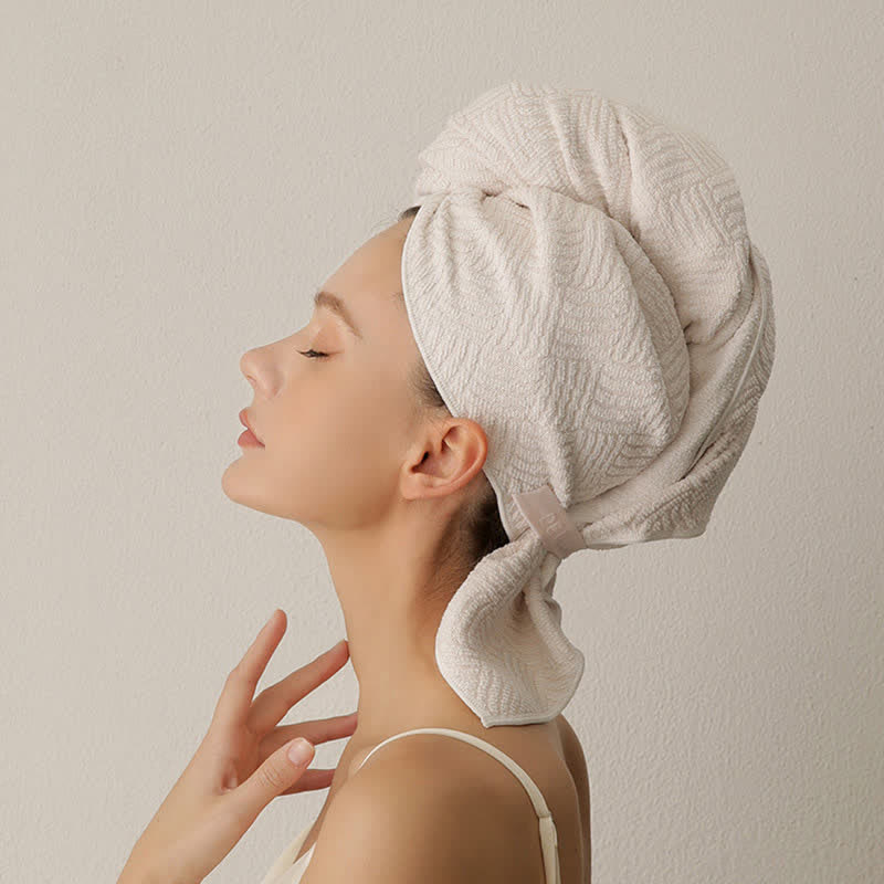 Breathable Antibacterial Hair Drying Towel Wrap - White - 2PCS - 26" x 39" - image 9